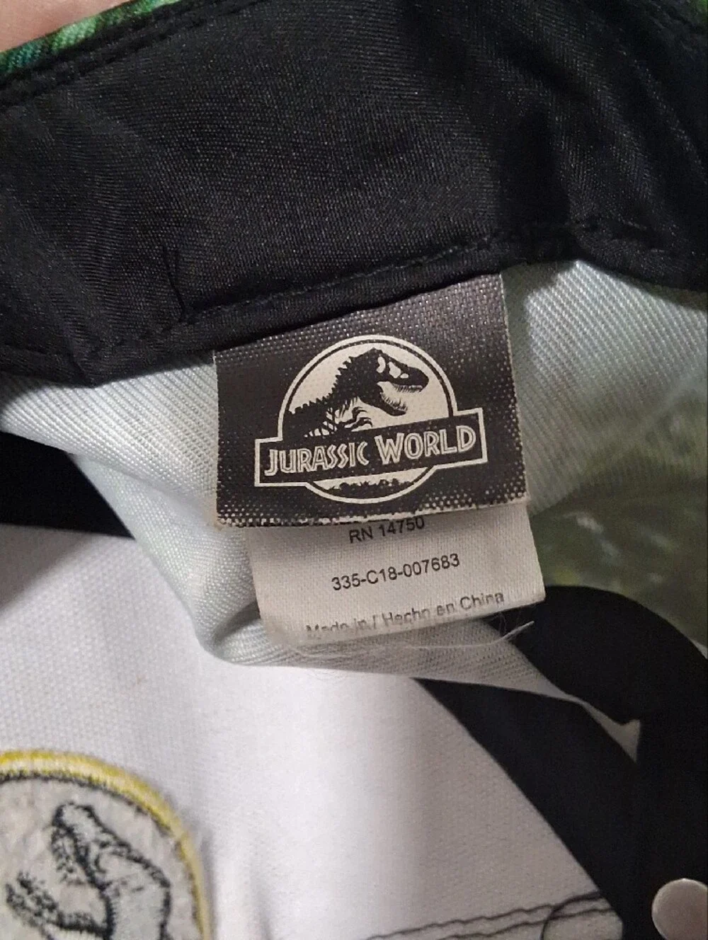 Jurassic Park Logo Camo Snapback Hat - Black & Green